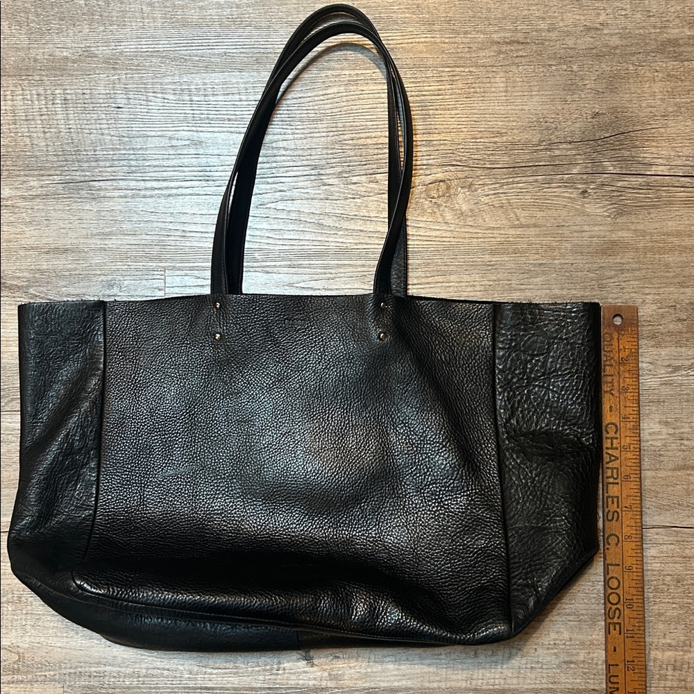 Baggu Black vintage Leather xl oversized Tote bag - Picture 5 of 9